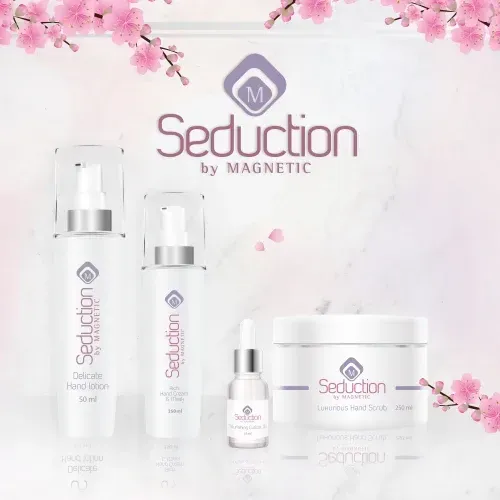Verzorgingsproducten van Seduction by Magnetic. Dit is onderdeel van het merk Magnetic Nail Design wat producten voor nagels produceert zoals handcreme, nagelriemolie, scrub, gelpolish, biab, kunstnages etc. 
Deze producten zijn een echt verwenmoment voor jezelf. 