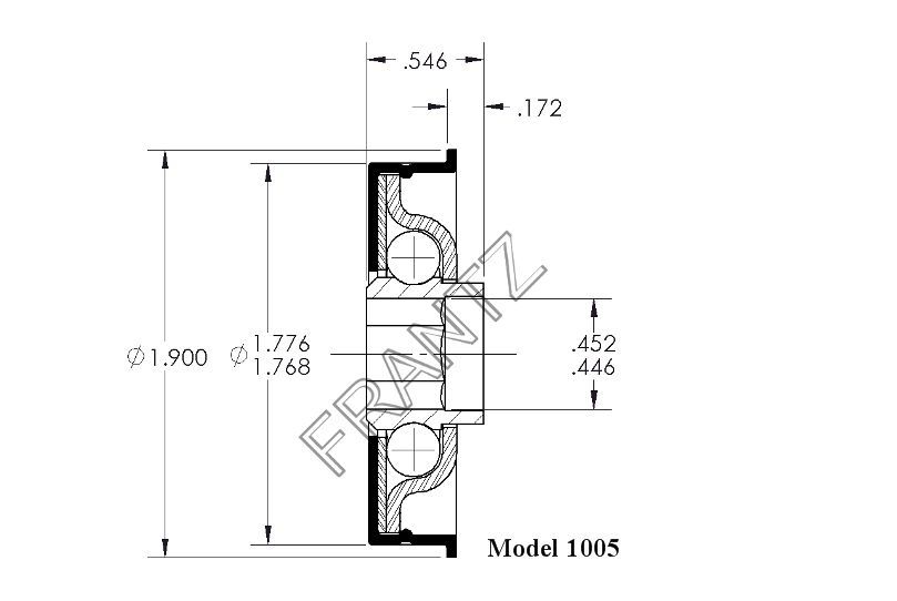 Drawing of Frantz 1005 Flanged Unground Non-Precision Bearing