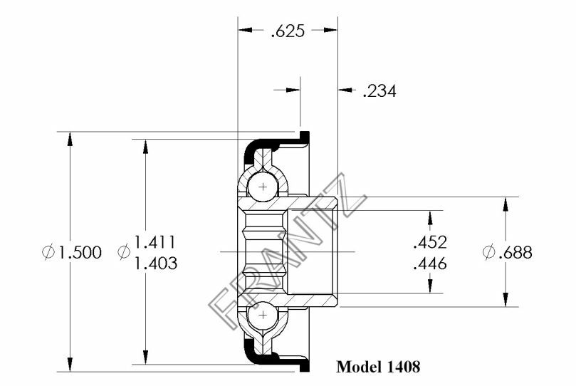 Drawing of Frantz 1405 Flanged Unground Non-Precision Bearing