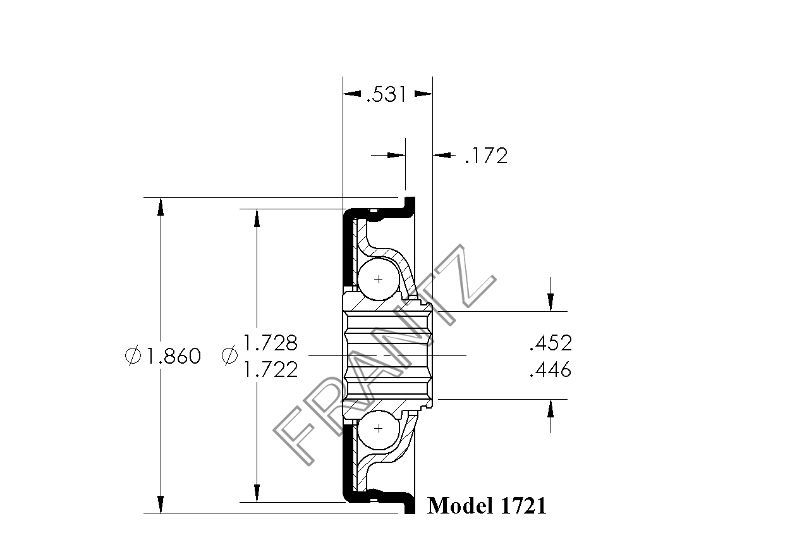 Drawing of Frantz 1721 Flanged Unground Non-Precision Bearing