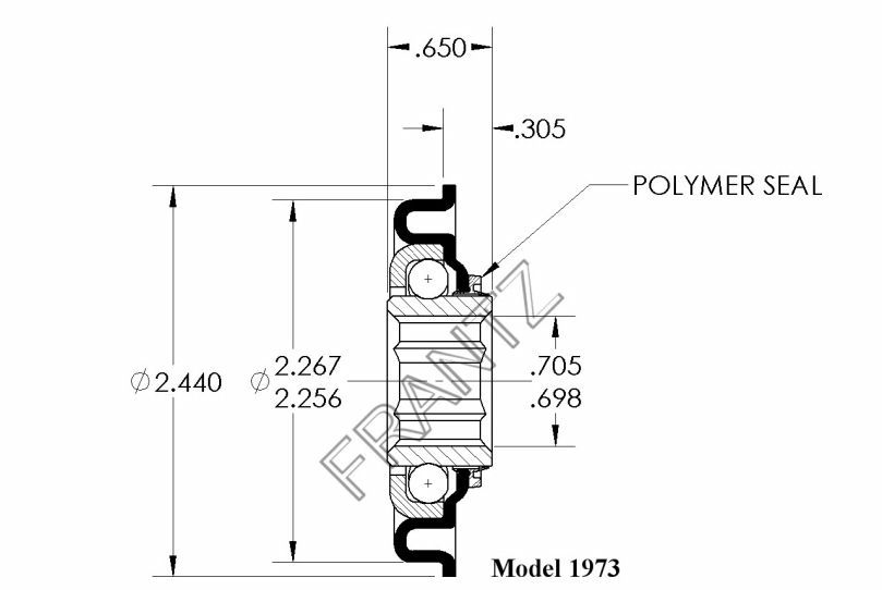 Drawing of Frantz 1973 GenII® Semi-Precision Bearings