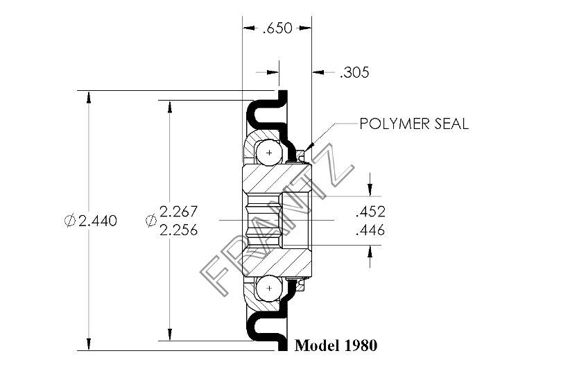 Drawing of Frantz 1980 GenII® Semi-Precision Bearings