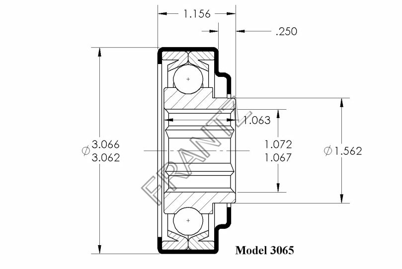 Drawing of Frantz 3065 Straight Faced Unground Non-Precision Bearing
