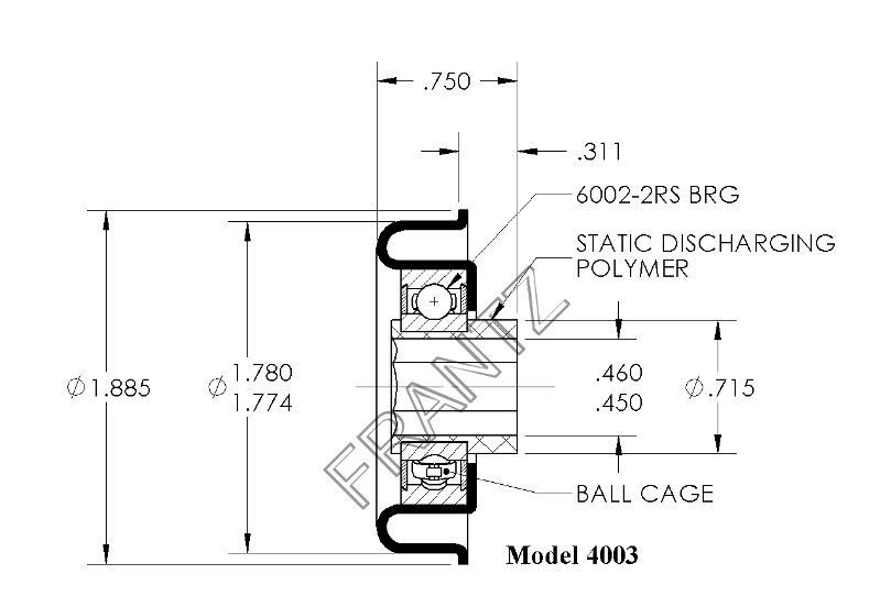 Drawing of Frantz 4003 GenStar® Precision Bearing