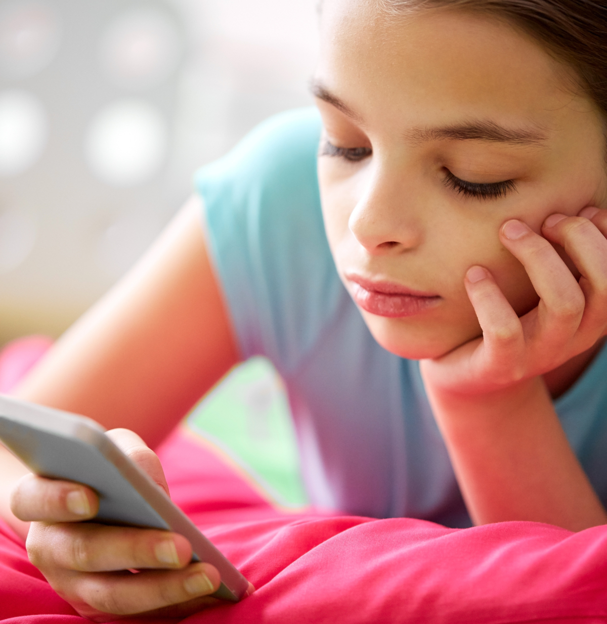 girl looking at phone