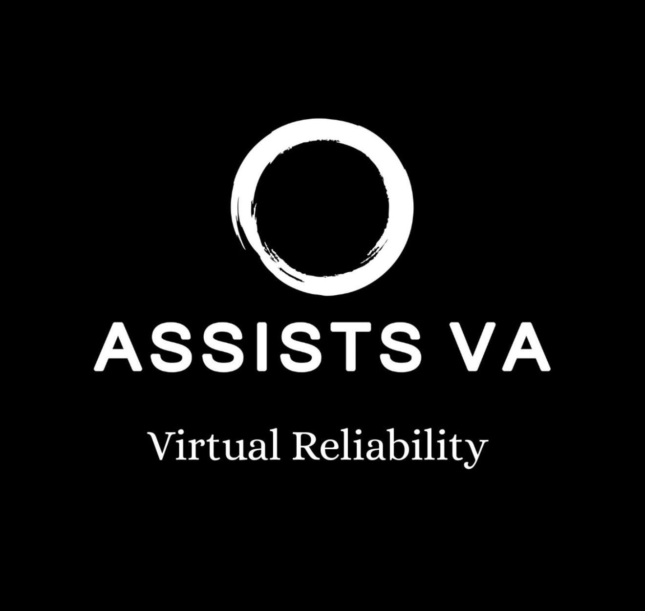 Logo: White circle over text 