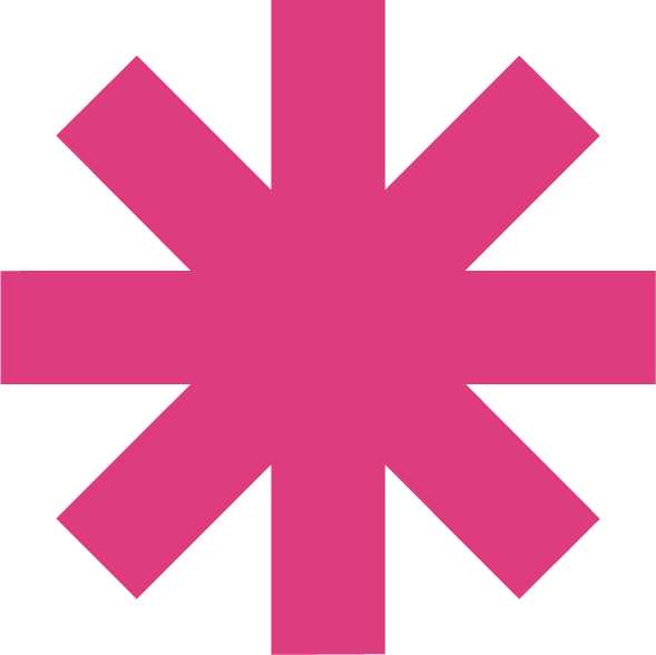 Pink asterisk symbol on a white background