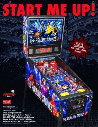 A pinball machine with the rolling stones on it