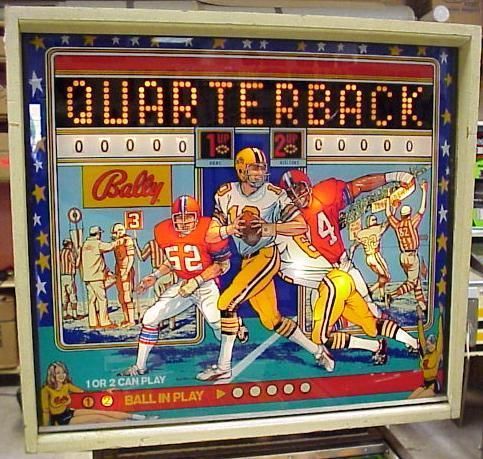 A painting of a football game called quarterback