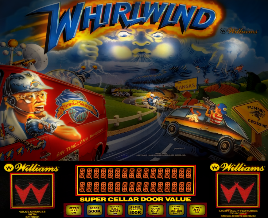 A whirlwind pinball machine has a super cellar door value