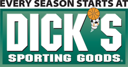 Dick's Sporting Goods logo with “Every season starts at” tagline on green background