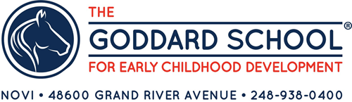 The Goddard School logo with blue emblem and red/blue text on white background