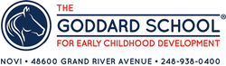 The Goddard School logo with blue emblem and red/blue text on white background