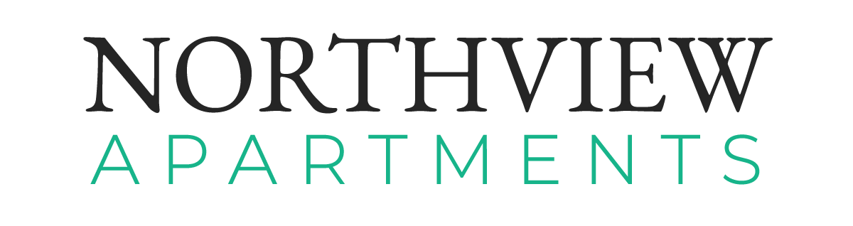 Logo for Northview Apartments, in black with "Northview" stacked above "Apartments" in teal.