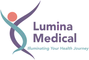 Logo for Lumina Medical: Stylized figure with outstretched arms, text