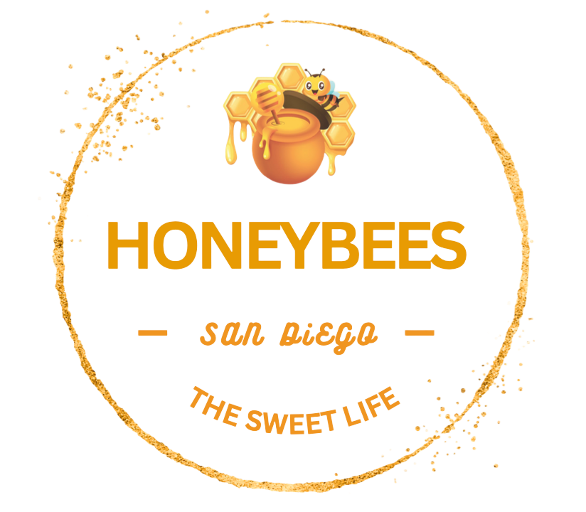 Gold, stylized bee outline with open wings.