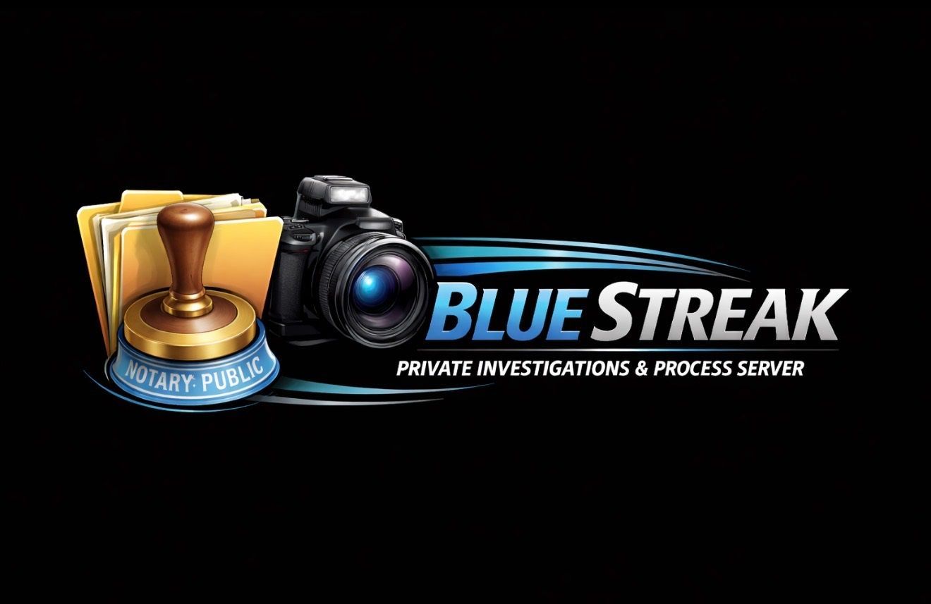 A dark blue logo with a motion-streaking graphic above the text