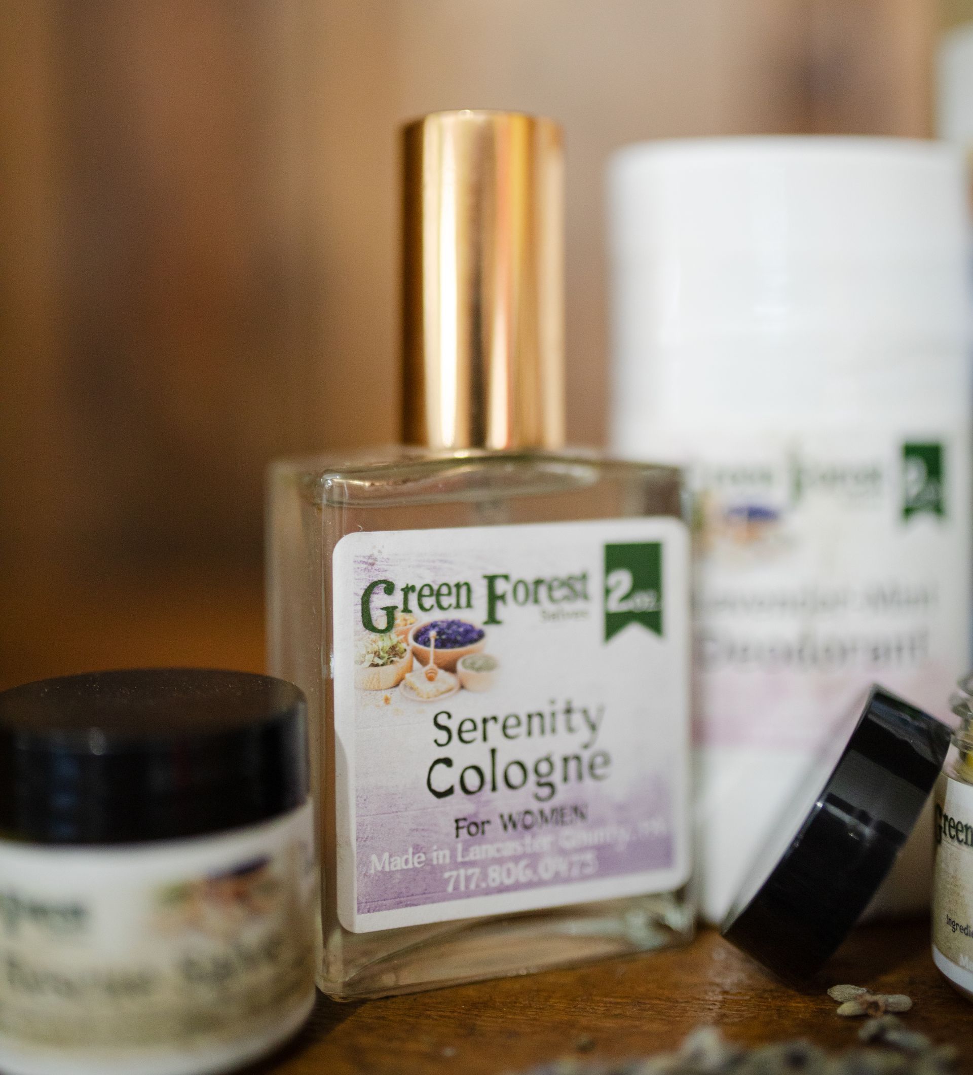 Natural floral cologne for women – Green Forest Serenity in eco-friendly packaging with botanical forest inspiration