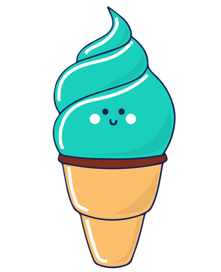 Teal Ice Cream Cone With Smiling Face — Happy Hills Ice Creamery In Atherton, QLD
