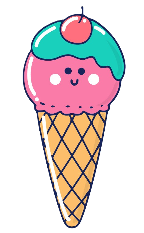 Cartoon Ice Cream Cone With Pink Ice Cream — Happy Hills Ice Creamery In Atherton, QLD