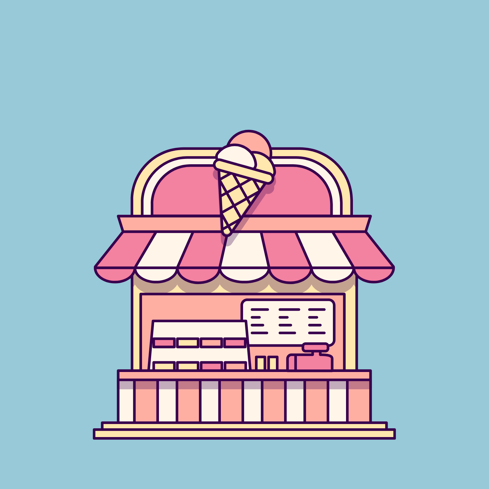 Six Colourful, Cartoon Ice Cream — Happy Hills Ice Creamery In Atherton, QLD