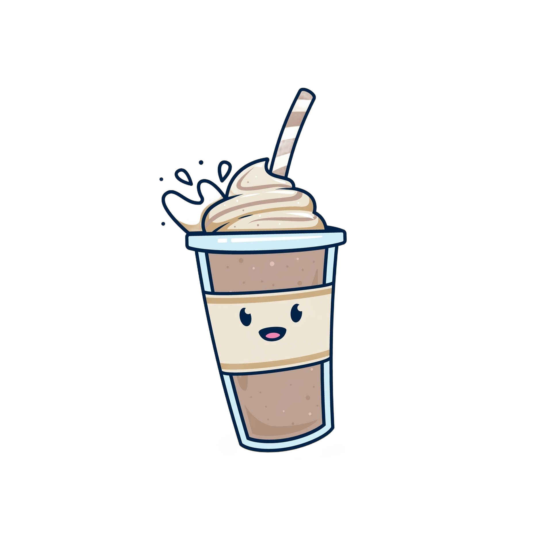 Cartoon Latte With Whipped Cream and a Happy Face — Happy Hills Ice Creamery In Atherton, QLD