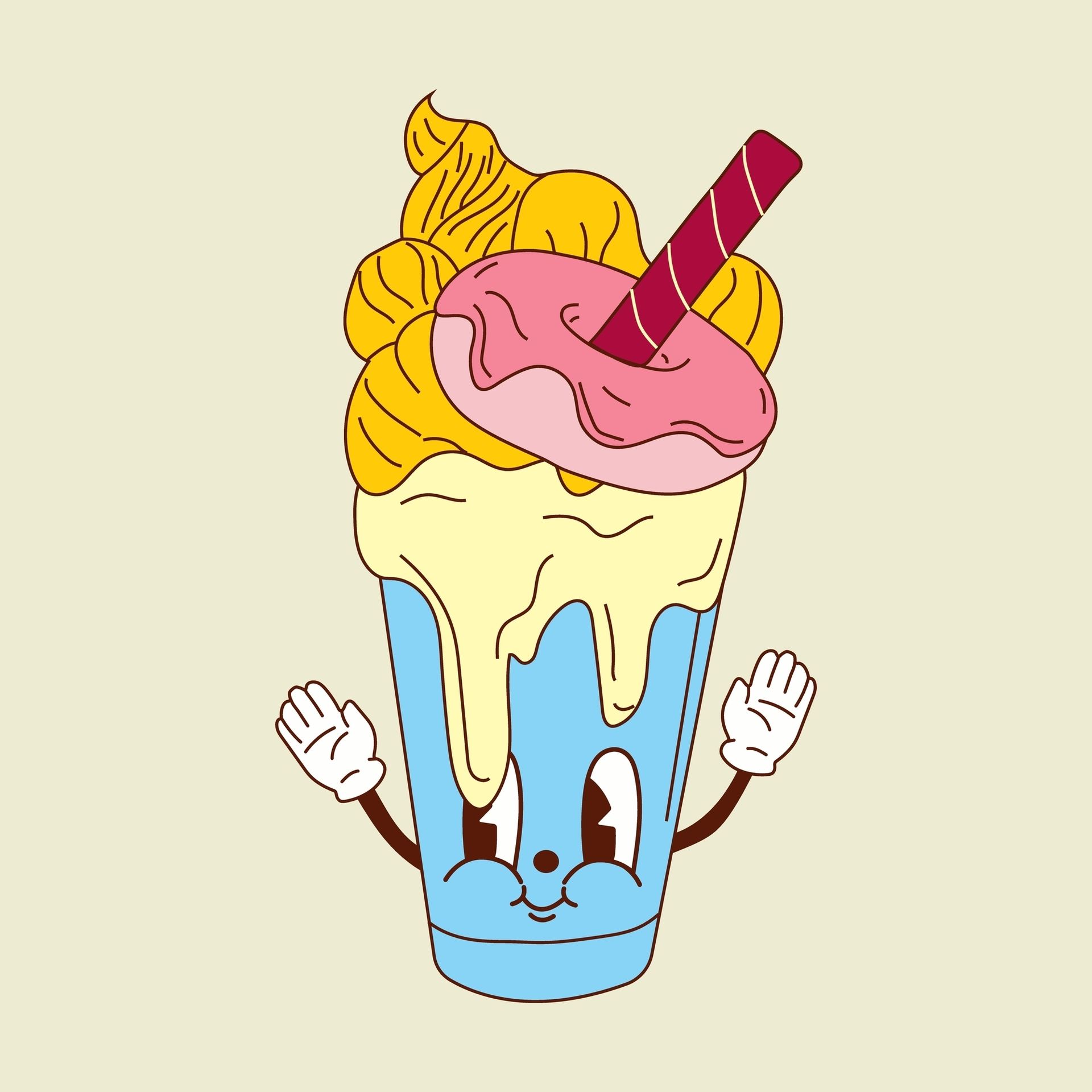 Milkshake Cartoon Illustration — Happy Hills Ice Creamery In Atherton, QLD 