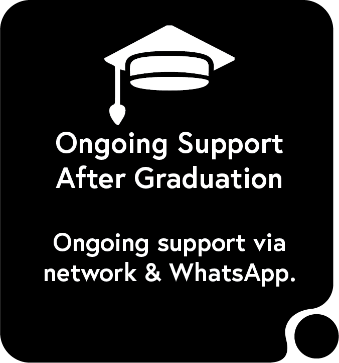 A picture of a graduation cap with the words `` ongoing support after graduation '' written on it.