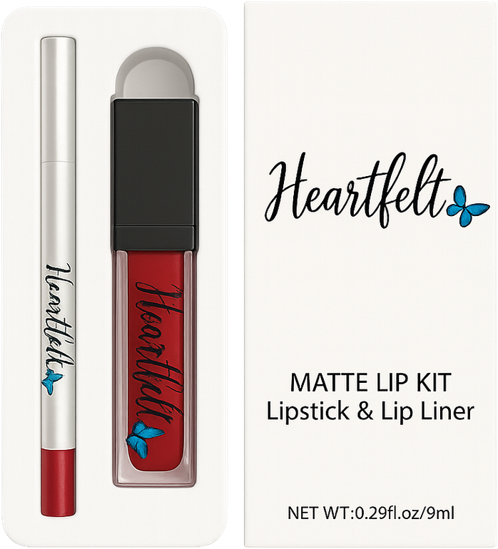 It is a matte lip kit with a lipstick and lip liner.