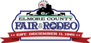 A logo for the elmore county fair and rodeo