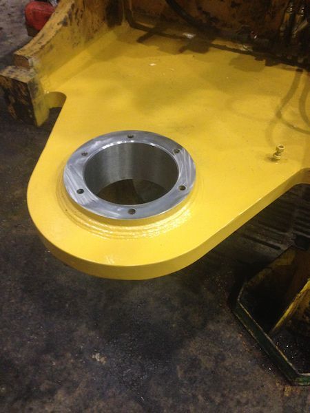 A close up of a yellow object with a hole in it — Line Boring in Chevallum, QLD