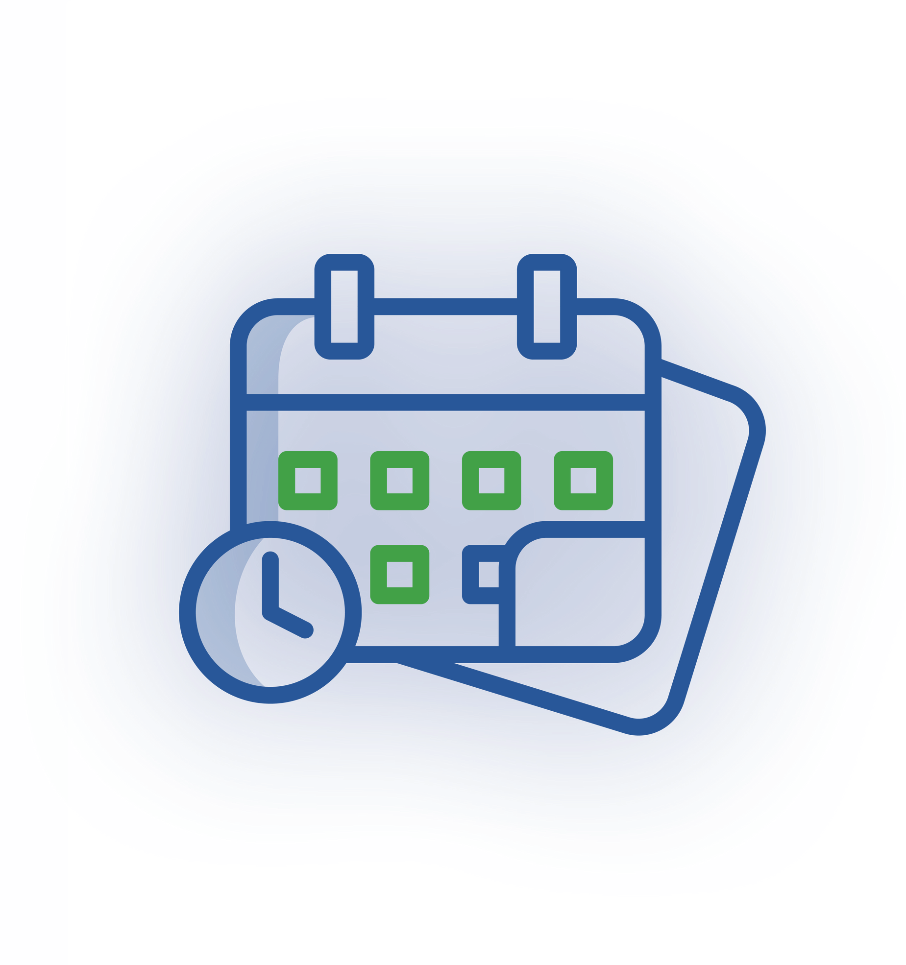 a green calendar with a check mark on it .