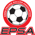 Eden Prairie Soccer Association logo: soccer ball in red circle, black and white soccer ball,