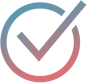 A checkmark icon with a gradient transition from blue at the top to red at the bottom.