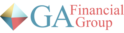 The GA Financial Group logo, featuring a multi-colored diamond icon to the left of the text in blue and red.