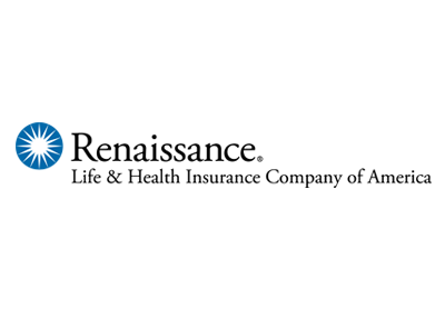 The Renaissance Life & Health Insurance Company of America logo, featuring a blue sunburst icon and black text.