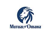 The Mutual of Omaha logo, featuring a dark blue lion’s head profile inside a circle above the company name.