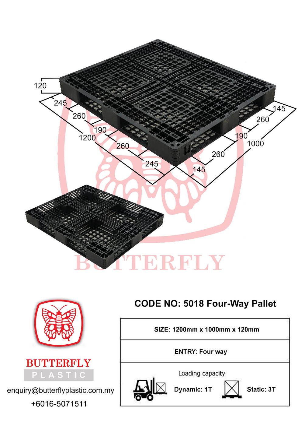 1200 x 1000 Plastic Pallet