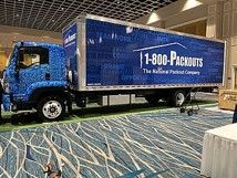 Blue moving truck with