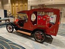 Red vintage car with