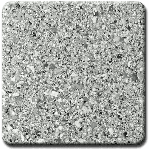 Square tile with speckled beige, brown, and black flecks, likely flooring or countertop material.