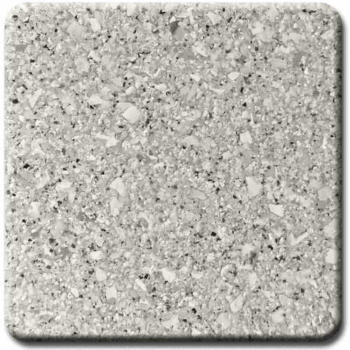 Brown and tan speckled flooring tile with black and red accents.