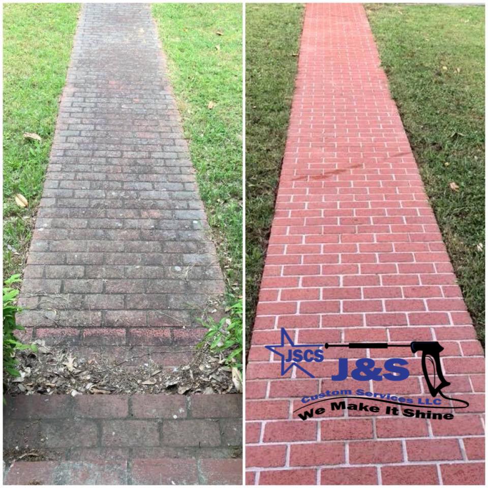 Before/after of brick washing