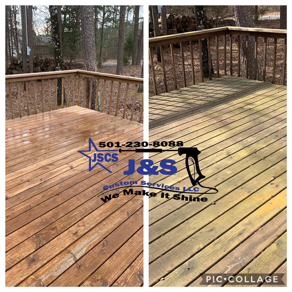 Before/after of deck washing