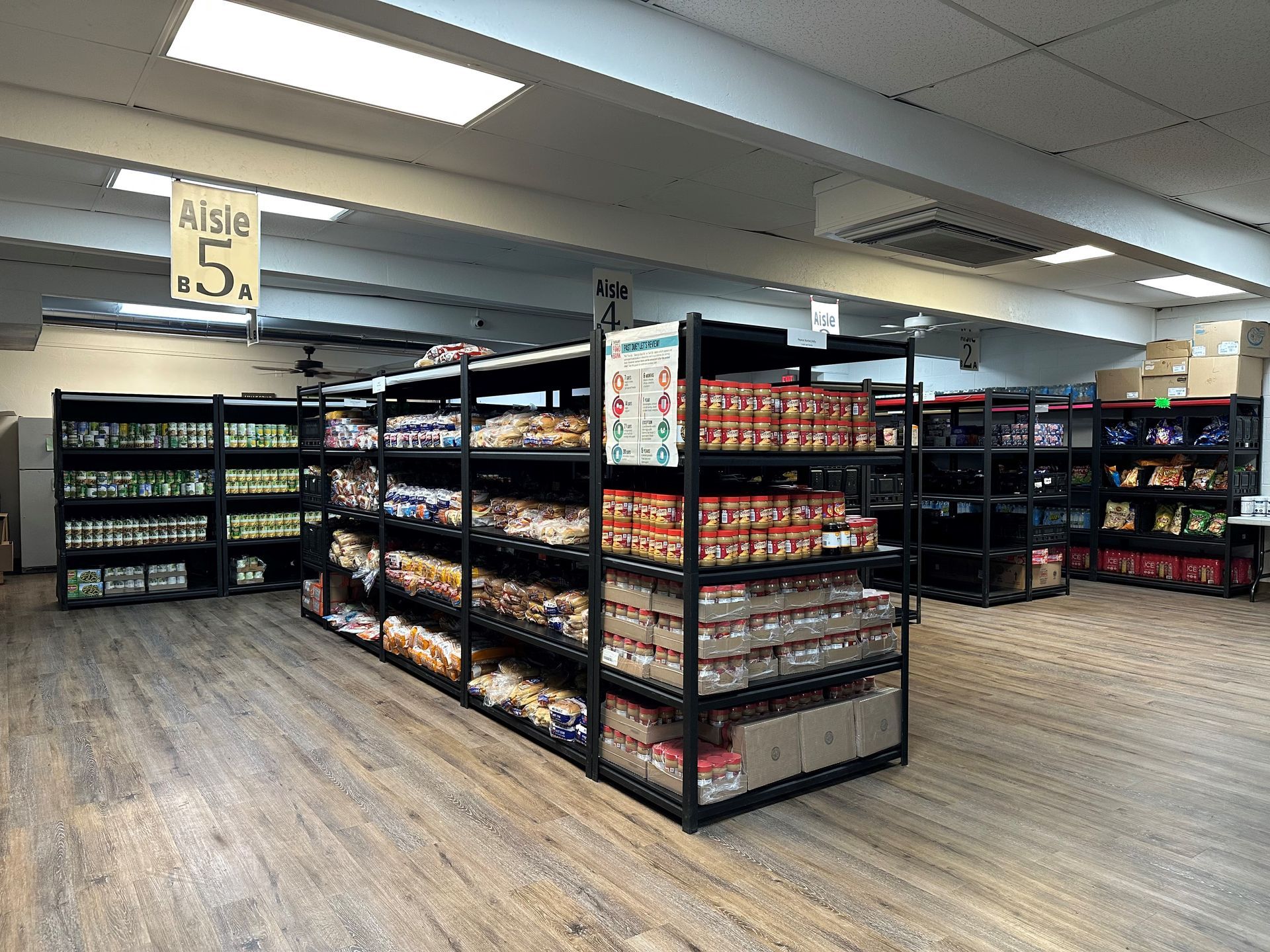 Racks of food in the Pantry