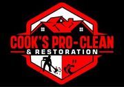 A logo for cook 's pro-clean and restoration