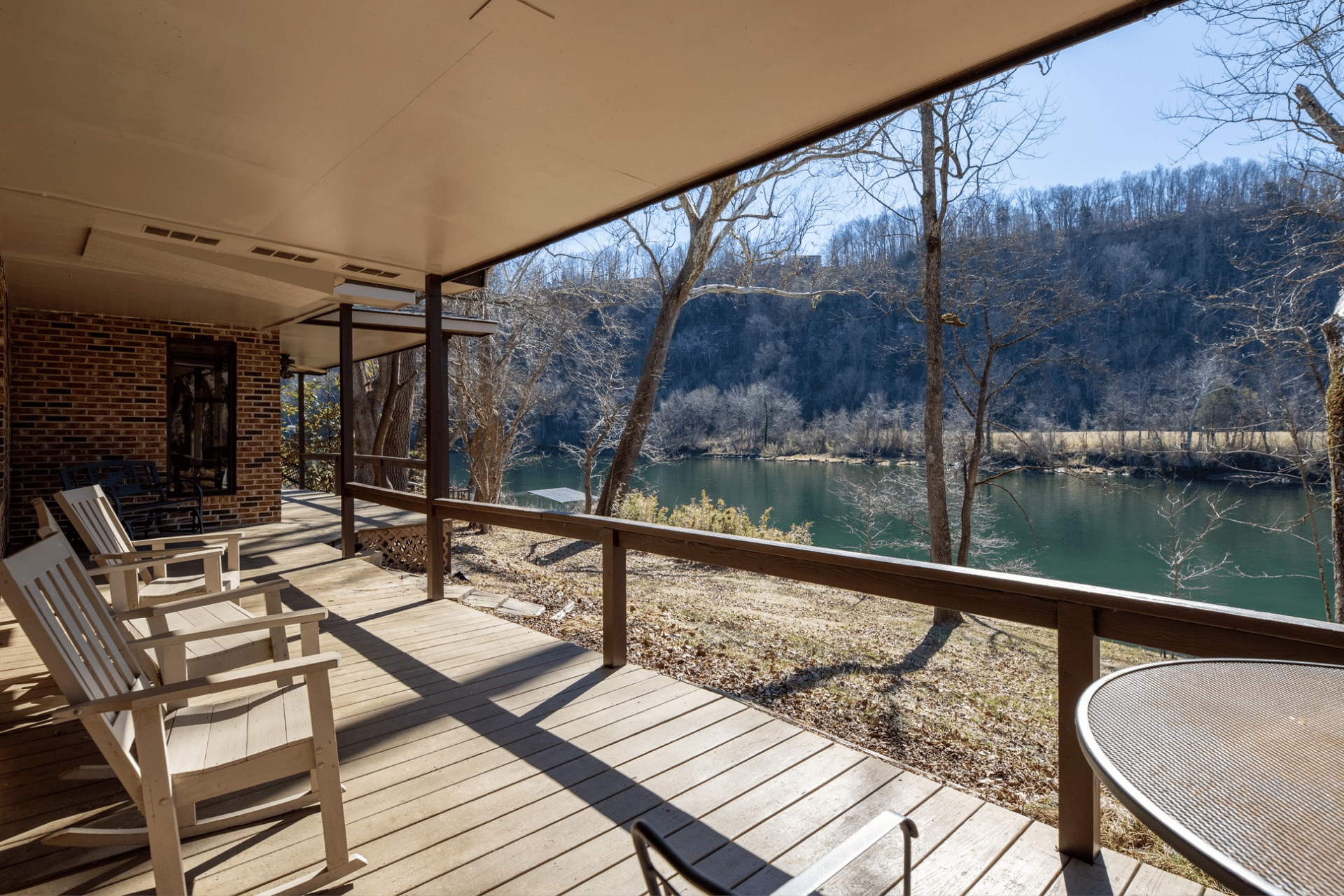 Back porch of river front cabin