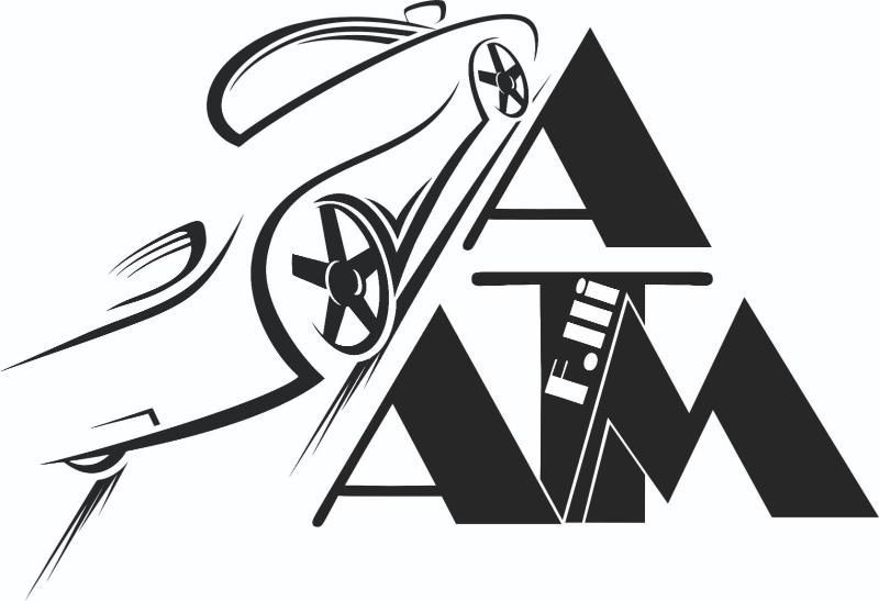 Logo nero: la sagoma dell'auto si fonde con le lettere 