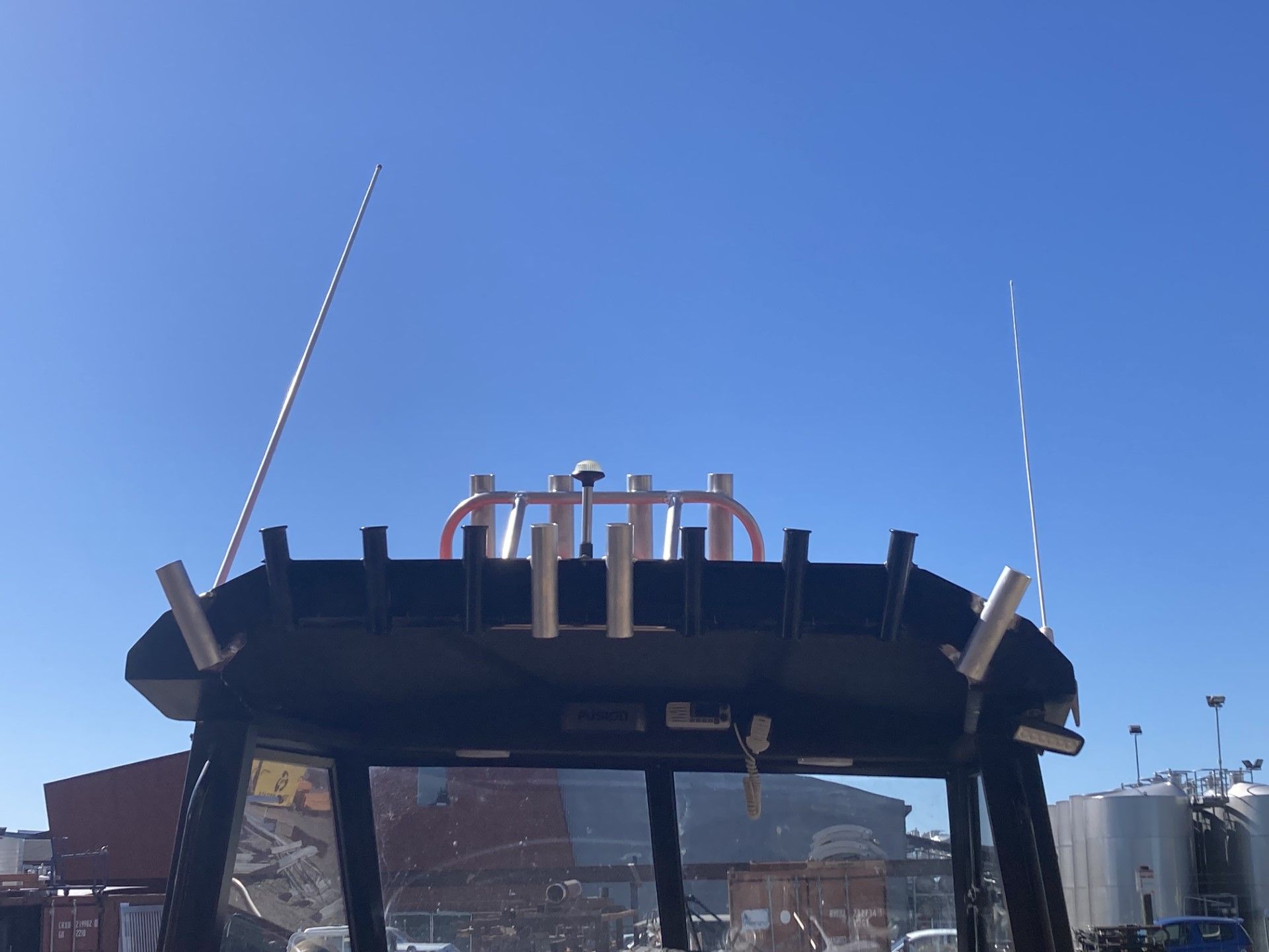 Stainless steel fishing rod holders on a boat, GME Tradetech Engineering, Marlborough