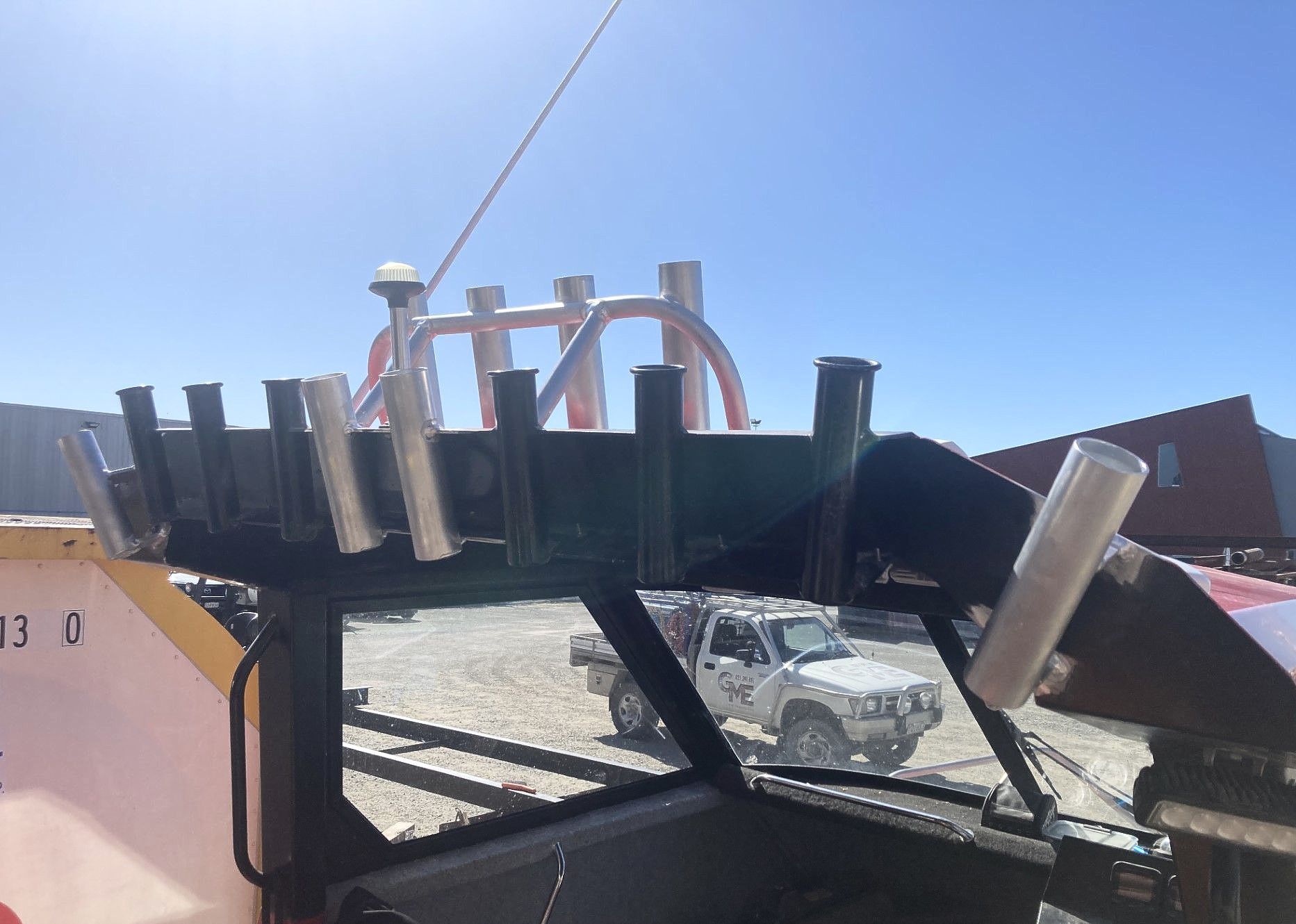Stainless steel fishing rod holders on a boat, GME Tradetech Engineering, Marlborough